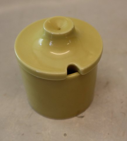 22262 RC Salt jar yellow glaze 8 cm with lid Gerd Boegelund May 1966 Royal Copenhagen Art Pottery
