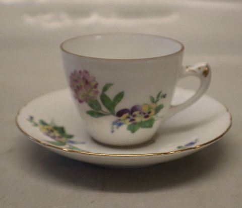 108 b Mocha cup  5.5 cm 0.75 dl and saucer  12 cm B&G Saxon Flower white porcelain