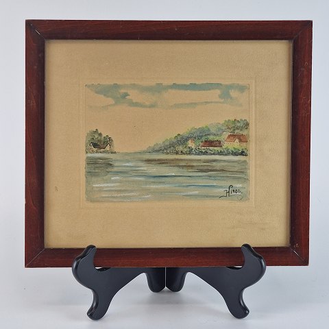 AkvarelHuse ved søbredår 1906 