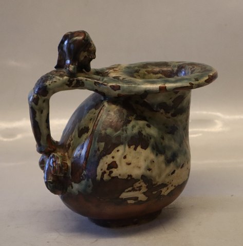 20147 Kgl. Vase 19 x 18 cm, Bode Willumsen, sept. 1927 sung glasur Kongelig Dansk Stentøj