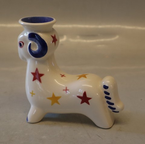 Royal Copenhagen Aluminia Faience 3-2272 Christmas Ram Candleholder 10 x 10 cm - green
