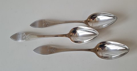 Sæt på 3 Empire dessertskeer i sølv af Hans Christian Ludvig Stilling 1778-1852 Viborg