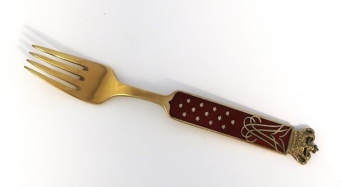 Michelsen. Sterling silver gilted. Commemorative fork 1960. Frederik IX & Queen Ingrid
