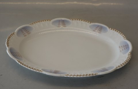 Hejrestellet B&G 017 Fad 28.5  x  22 cm (375) 1902 - 1914 Lyseblå med guldkant Bing & Grøndahl