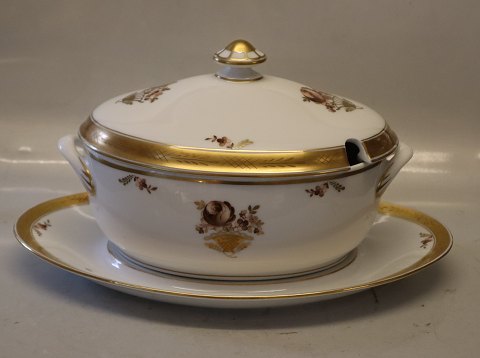 9347-595 Oval terrin 18.5 x 30 cm  Guldkurv #595 Kongelig Dansk