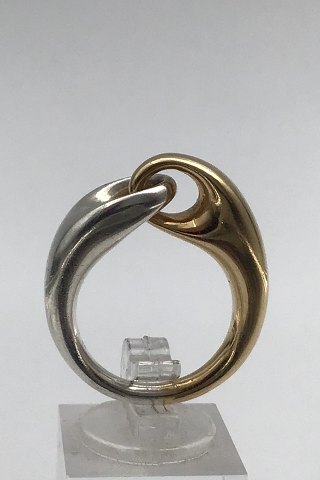 Georg Jensen Sterling Silver / 18 K Gold Ring No. 652B (Large) Reflect Jacqueline Rabun