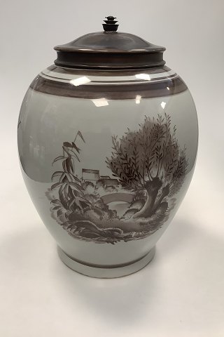 Royal Copenhagen Vase af Thorkild Olsen med George Thylstrup Bronze låg fra 1920