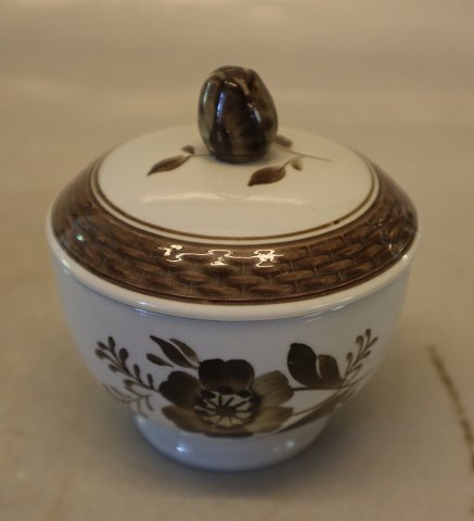 Brown Tranquebar  1188-45 Sugar bowl with lid 8.5 x 7.5 cm    Aluminia Faience
