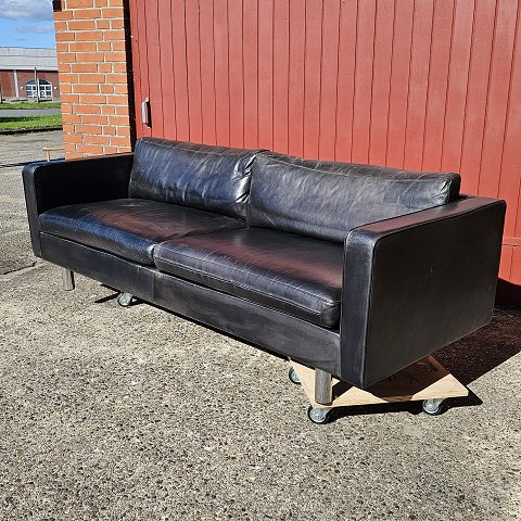 Sort lædersofa221 cm