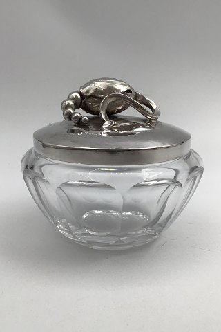 Georg Jensen & Wendel Sterling Sølv Magnolia Sølvlåg No. 2C og Baccarat Krystal Confiture Glas