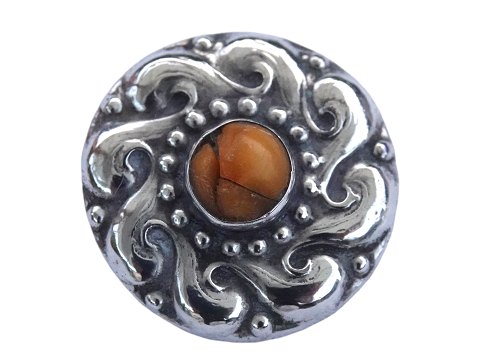 Dansk sølvArt Nouveau broche med rav fra ca. 1900-1910