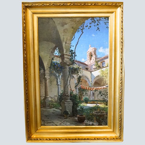 Peder Mønsted; Painting, Motif from Italy, oil on canvas