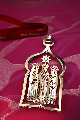 Georg Jensen jule ornament / juletræspynt i forgyldt metal fra 1996 i original æske.