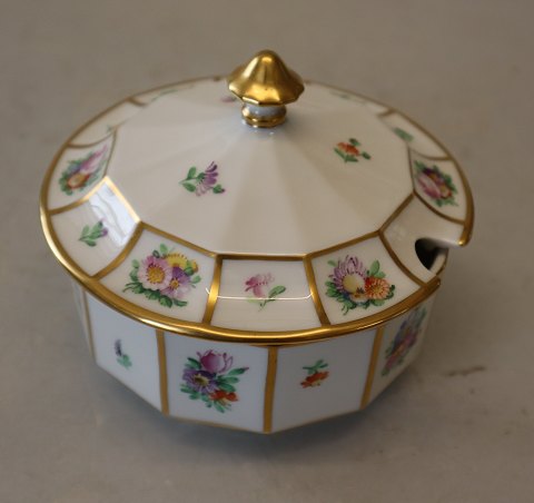 8572-444 Marmeladeskål med hul til ske 11 x 13 cm Royal Copenhagen Henriette porcelæn