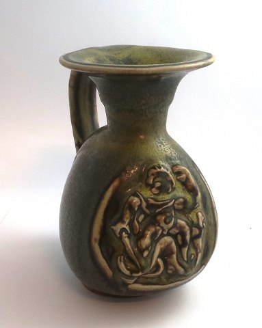 Royal Copenhagen. Stoneware. Jug. Green. Model 2917. Bode Willumsen. Height 17 cm. (1 quality)