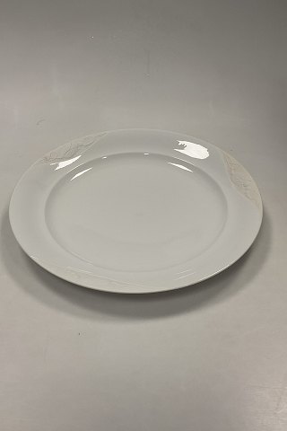 Royal Copenhagen Hvid Magnolia med uglasseret relief Stort Rundt Servingsfad No 376