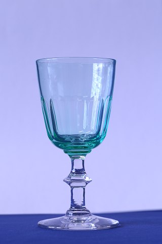 Chr 8. white wine glass uranium green.Height: 12.3 cm.SOLD