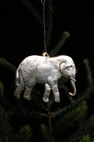 Original Dresden julepynt i form af elefant i bemalet papmache fra år 1900...