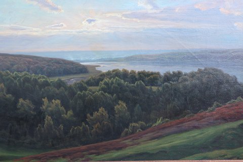 Painting - Oil on canvas 57 x 100  cm Mariagerfjord - View towards Hobro from Bramslev Bakker