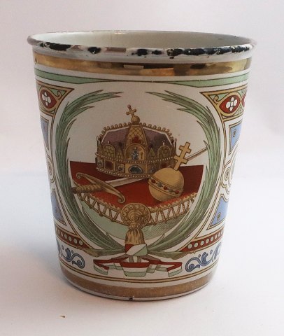 Hungarian coronation cup made of metal with enamel. Budapest 1896. For Tsar Nikolai II of Russia. Height 10.5 cm