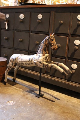 Decorative, French 19th century wooden horse with iron head and old paint with a really nice patina...