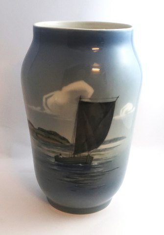 Royal Copenhagen. Vase with ship motif. Model 2778-65A. Height 26 cm. (3 quality)