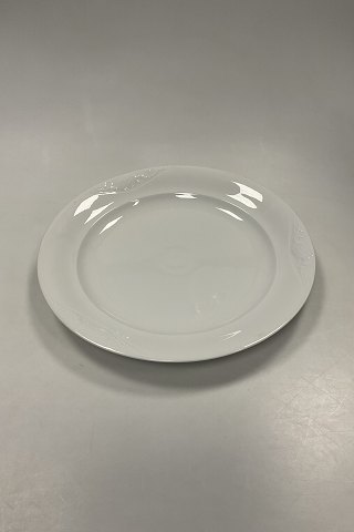Royal Copenhagen Hvid Magnolia med glaseret relief Stort Rundt Serveringsfad No 376
