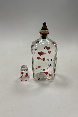 Holmegaard Jacob Bang Kantineflaske med 1 glas Hjerter