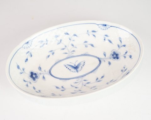 Ovalt Fad - Nr. 39 - Porcelæn - Håndmalet - Sommerfugl - B&G - Bing & Grøndahl