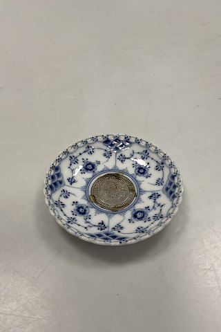 Royal Copenhagen Blue Fluted Full Lace Ashtray / Plate with Silver Coin No 1/1009