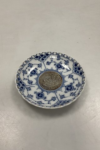 Royal Copenhagen Blue Fluted Full Lace Ashtray / Plate with Silver Coin No 1/1009