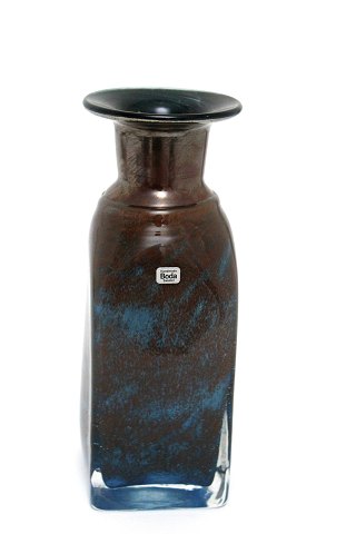 Blå/brun firkantet vase, Kosta Boda