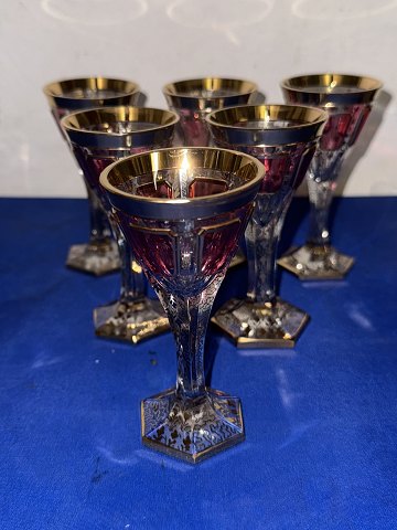 Mosar Glasswork: Six Art Deco crystal glasses