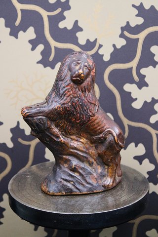 Antique Bornholm ceramic piggy bank in the shape of a lion with original painting...