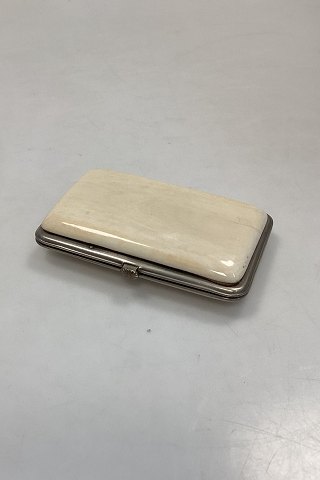 Antik Cigaretetui i Sølvplet med Elfenben