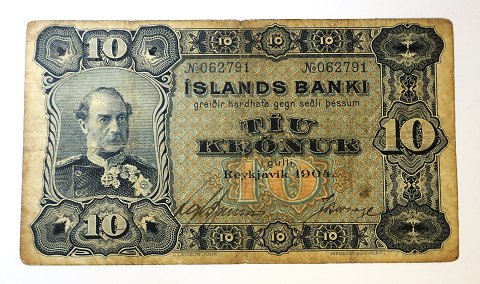 Iceland. Christian lX. 10 krone banknote 1904