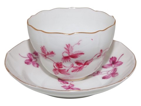 Royal Copenhagen Kaffekop med lyserød dekoration fra 1890