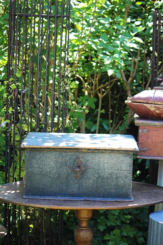 Swedish 19th century wooden box with original blue color with a really nice patina...