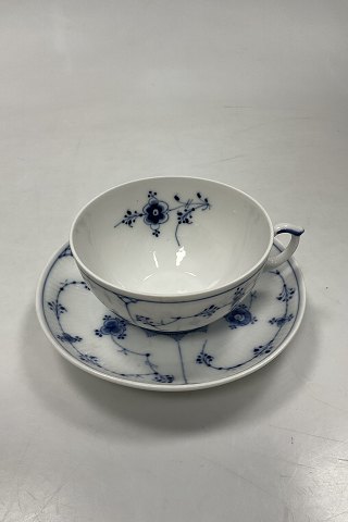 Royal Copenhagen Blue Fluted Plain Tea Cup and Saucer No 315 with inside painting