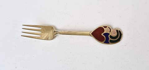 A.Michelsen julegaffel i forgyldt sterlingsølv med emalje 1968