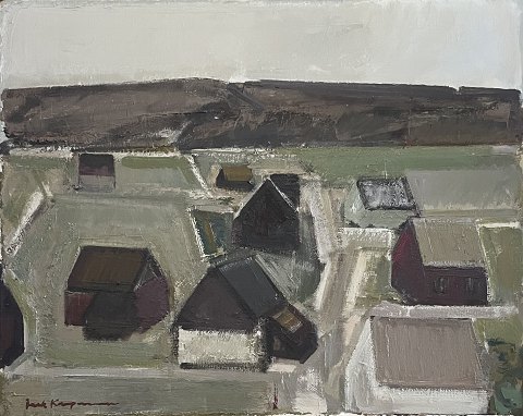 Motif from the Faroe Islands, oil painting on canvas, mounted in a new light natural frame.