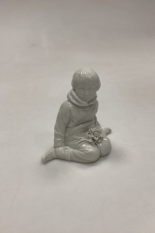 Royal Copenhagen Blanc de Chine Figurine - Boy with Flowers from Greenland No. 12419