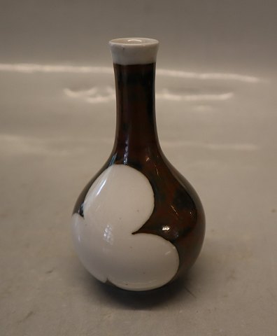 Nils Thorsson Miniature Vase brown and white glaze 11 cm Royal Copenhagen Art Pottery