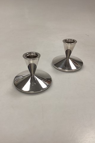 Pair of silver plated candle holders from Kronen Sølvvarefabrik