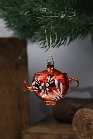 Gammelt glas juleornament / juletræspynt fra omkring 1950. (Tekande)...