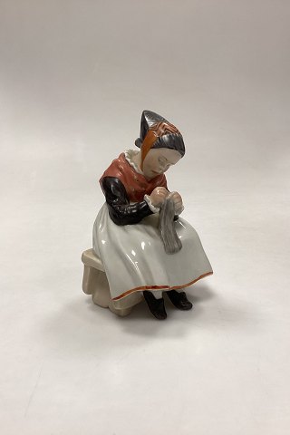 Royal Copenhagen Overglaze Figurine - Amager Girl Knitting No. 1314