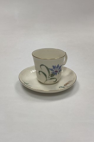 Royal Copenhagen Blå Kornblomst Mokkakop med Underkop No. 1546