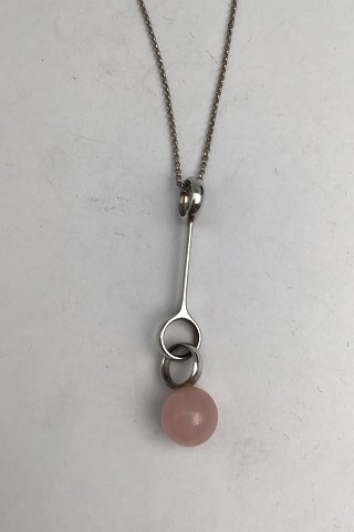 Georg Jensen Sterling Sølv Vedhæng No 473A Sphere (Rosa Quartz)(Stor)