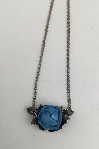 RCP Sterling Silver Necklace with Porcelain Pendant (Blue)