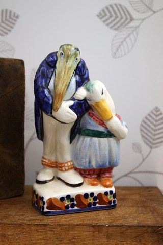 Pelican & Duck, faience figurines from Aluminia "There should be a party in the forest" designed by Kai Nielsen in 1908...